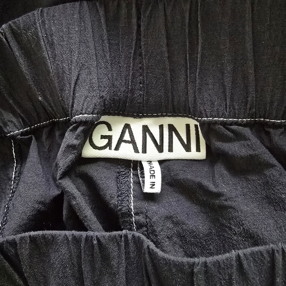 Ganni Elasticated Curve Pant in Navy Size L/40 52% Cotton - Picture 6 of 16
